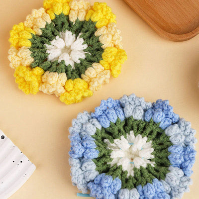Manual Flower Pot Coaster Set Crochet Pattern Flower Bouquet Plant Coaster