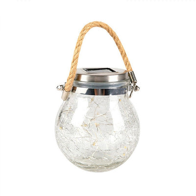 1 Piece Clear Crackle Glass Wishing Jar LED Hanging Light Modern Solar Pendant Light