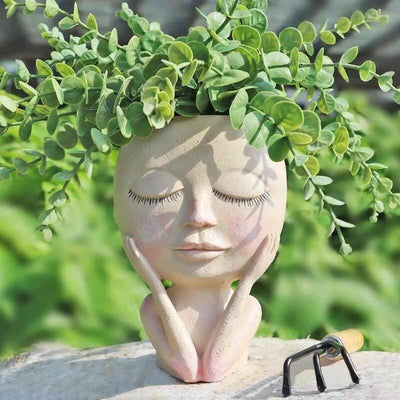Cute Lady Face Plant Pot
