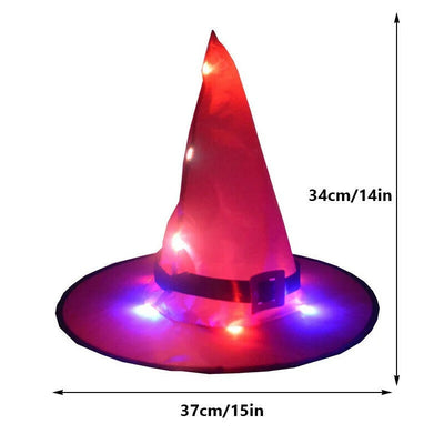 Glowing Witch Hat Decorations - 2 in 1 Hanging/Wearable