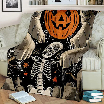 Skull Pumpkin - B177 - Halloween Premium Blanket