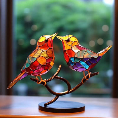Stained Birds on Branch