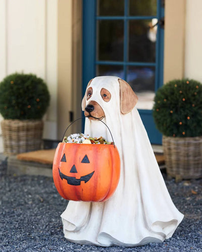 OUTDOOR GHOST DOG CANDY BOWL