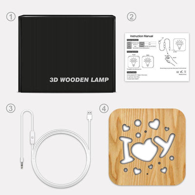 I Love You Wooden Decorative Light