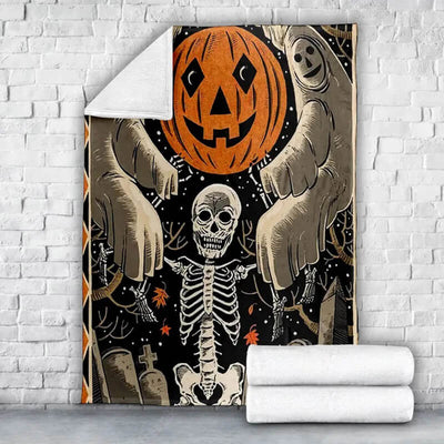 Skull Pumpkin - B177 - Halloween Premium Blanket