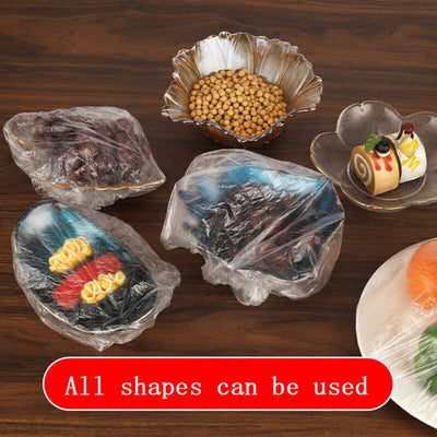 Disposable Food Cover Plastic Wrap Elastic Food Lids For Fruit Bowls Cups Caps Storage Kitchen Fresh Keeping Saver Bag
