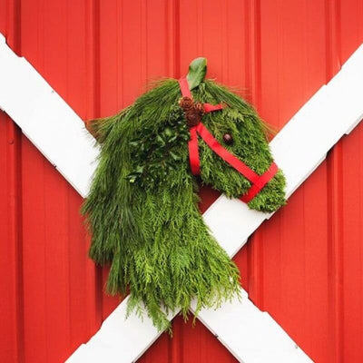 Winter Wreath-Farmhouse Double Horse Head Christmas Wreath