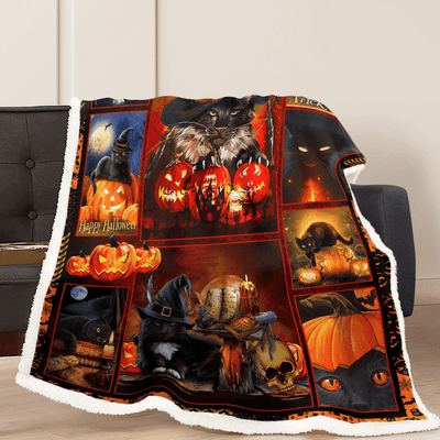 Black Cat A238 Halloween Blanket