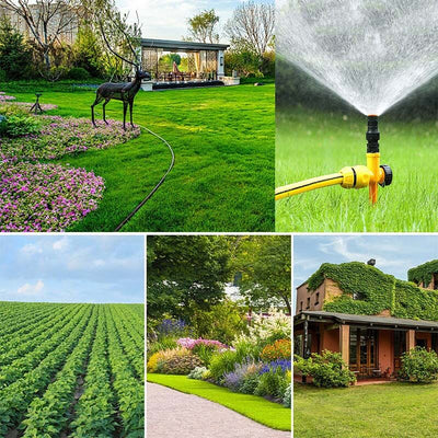 🔥360° Rotation Auto Irrigation System Garden Lawn Sprinkler Patio, Coverage Diameter 65ft