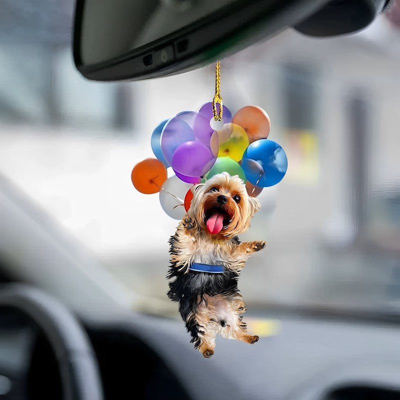 Yorkshire Terrier Fly With Bubbles Car Hanging Ornament BC011