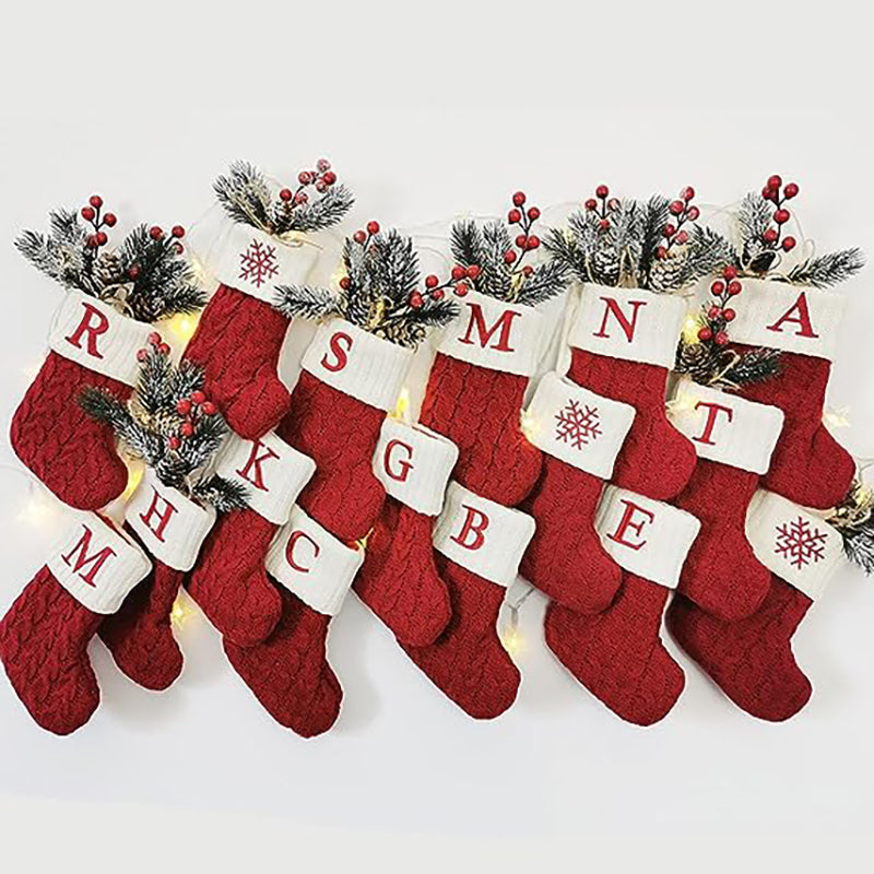 Red Knit Alphabet Christmas Stocking