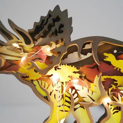 Roaring Triceratops Carving Handcraft Gift