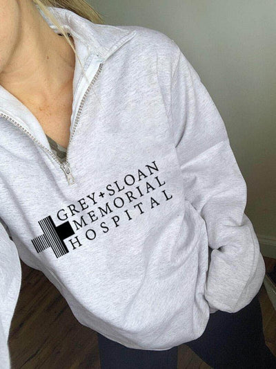 Women's Grey Sloan Memorial Hospital Print Zip Sweatshirt