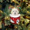 Toy Poodle In Snow Pocket Christmas Ornament SP074