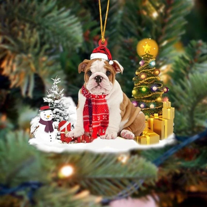 English Bulldog Christmas Ornament SM060