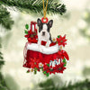 Boston Terrier In Gift Bag Christmas Ornament GB093