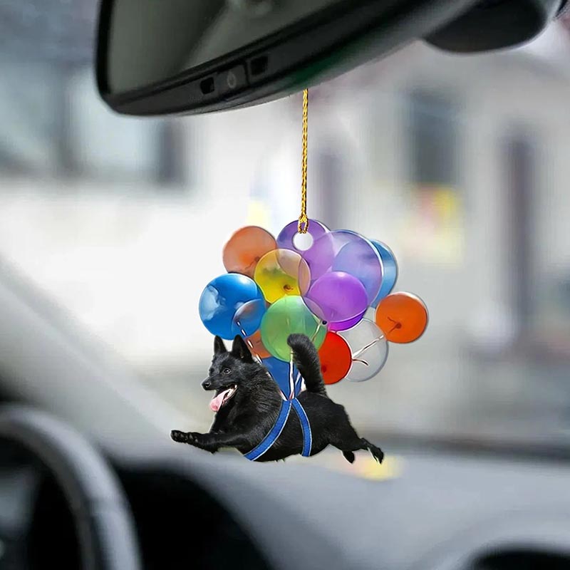Schipperke Fly With Bubbles Car Hanging Ornament BC070