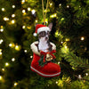 Chihuahua Choco Tan In Santa Boot Christmas Hanging Ornament SB140