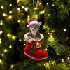 Swedish Vallhund In Santa Boot Christmas Hanging Ornament SB147