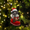 German Shorthaired Pointer In Santa Boot Christmas Hanging Ornament SB221