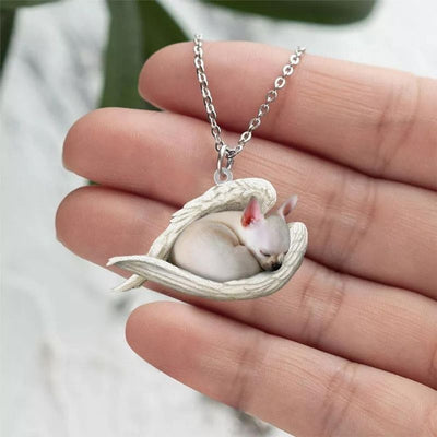 Chihuahua Sleeping Angel Stainless Steel Necklace SN018