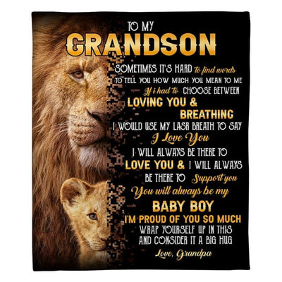 To My Grandson - From Grandpa - LionBlanket - A322 - Premium Blanket