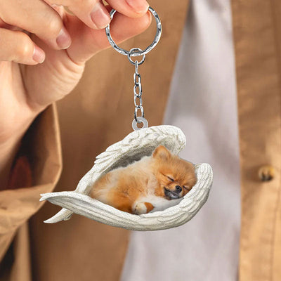Sleeping Angel Acrylic Keychain Pomeranian