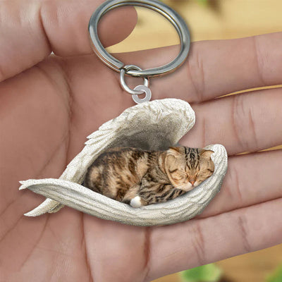 Sleeping Angel Acrylic Keychain Scottish Fold Cat