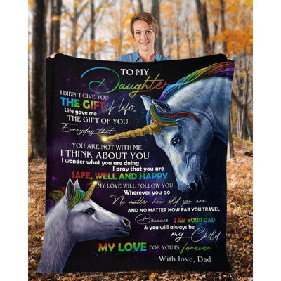 To My Daughter - From Dad - UnicornBlanket - A318 - Premium Blanket