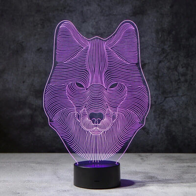 Wolf Face 3D Illusion Lamp
